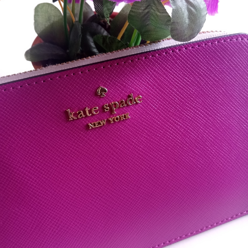 Kate Spade Saffian Baja Rose Small Zipper Wristlet New - Picture 2 of 7